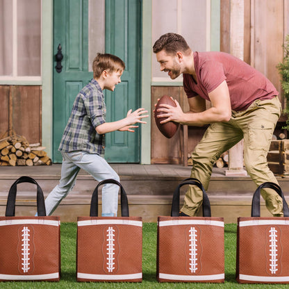 24Pcs Football Gift Bags With Handles Bulk Sport Theme Treat Candy Bags Football Team Present Non Woven Goodie Snack Favor Bag for Sport Boys Birthday Party Favor Baby Shower Decorations Supplies