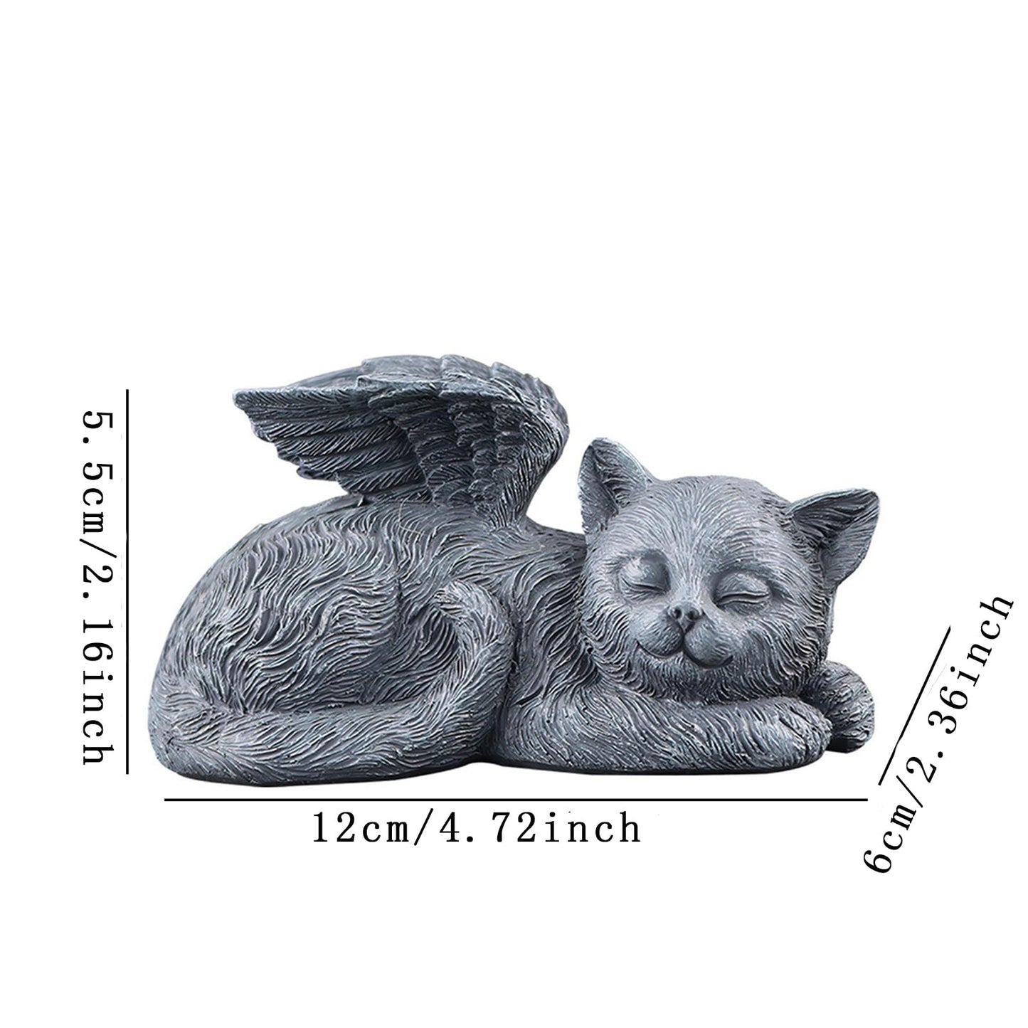 Sleeping Cat Memorial Statue – Resin Angel Wing Kitten Garden Grave Marker, Weatherproof Outdoor Pet Loss Sympathy Gift for Cat Lovers (4.7")