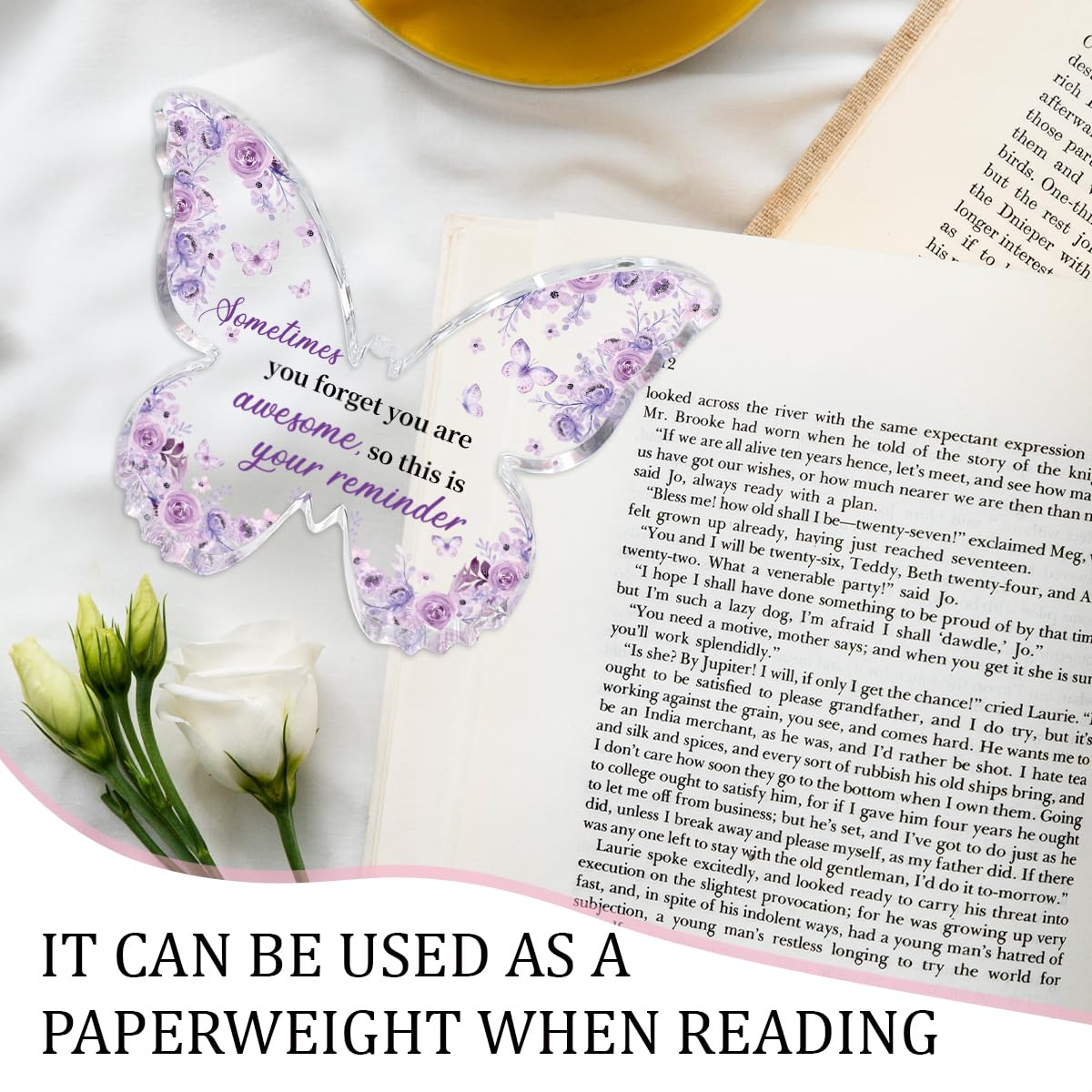 Purple Gifts for Women,Purple Floral Butterfly Acrylic Plaque,‘You Are Awesome’ Inspirational Gift,Encouragement Motivational Congratulations Gifts for Women Friend Coworker,Butterfly Shaped Keepsake