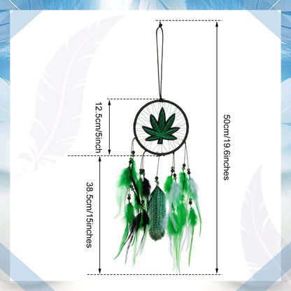 Weed Embroidered Dream Catcher 2 Pieces Leaf Weed Gifts for Women Men Room Bedroom Decorations, 19.69 Inches Long