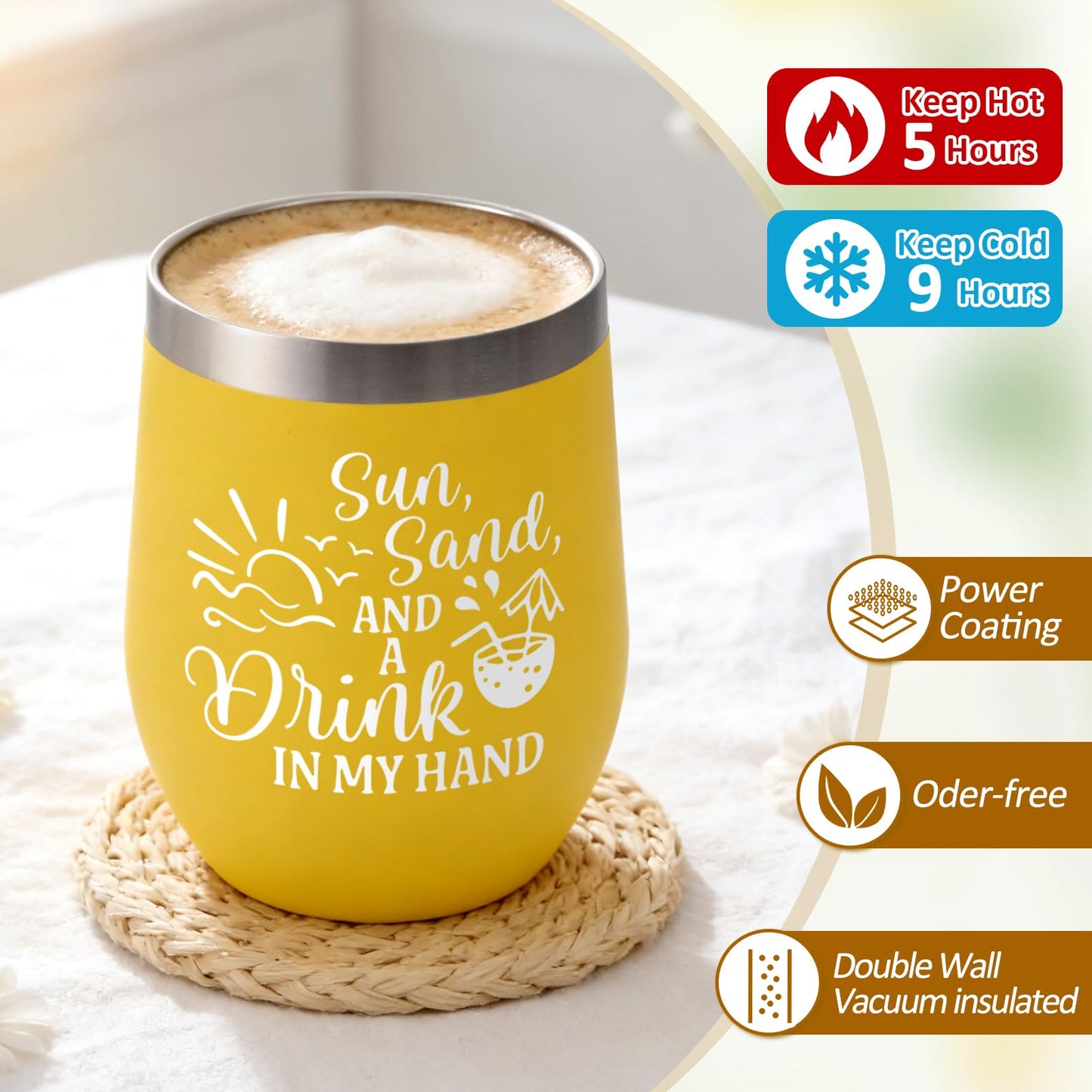 Lifecapido 4Pcs Girls Trip Gifts Favors, Beach 12oz Stainless Steel Wine Tumbler with Lid & Straw, Girls Weekend Trip Gifts Favors for Friends Sister Women Vacation Party(Multicolor)