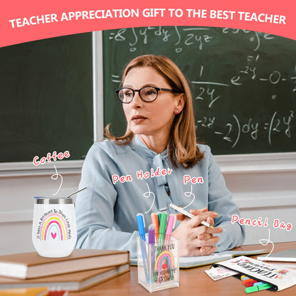 Best Teacher Appreciation Gifts for Women, Christmas, Birthday, Back to School, Thank You Gifts for Teacher, 12 oz Tumbler Gift Basket