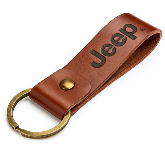 Jeep Keychain Genuine Leather - Officially Licensed Key Chain Wrangler Gladiator Cherokee Jeep Accessories