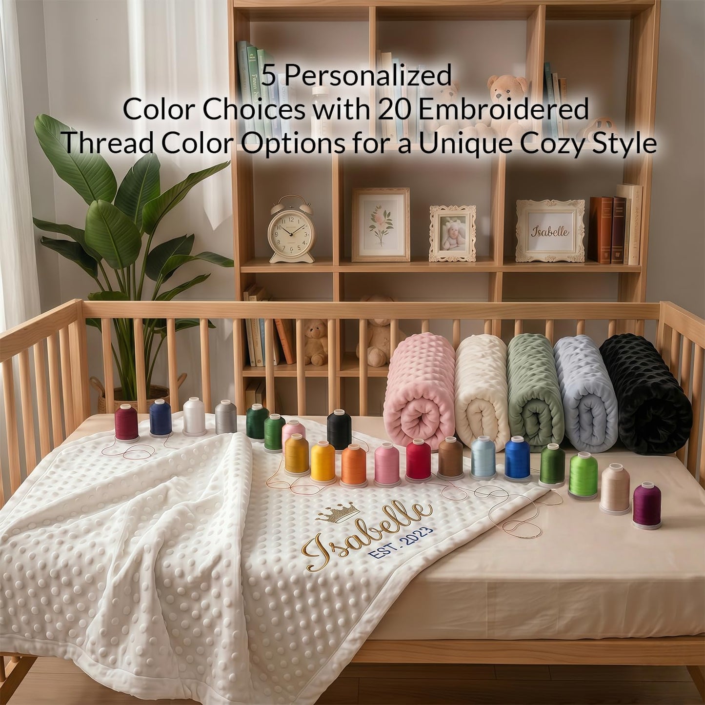 Ship Next Day Personalized Cotton Minky Baby Blanket with Name Text Custom Handmade Embroidered Blankets Customized Anniversary Picture Gift Throw for Boy Girl Kid Dad Mom Mama (World Map)
