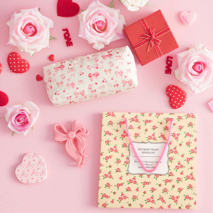 Suncalla 24 Pcs Galentine's Day Gifts Bulk Pink Bow Bags Gifts Set for Women Coquette Basket Hair Clips Mirror Bowknot Canvas Cosmetic Bag for Mothers Friend Bridal Shower Birthday