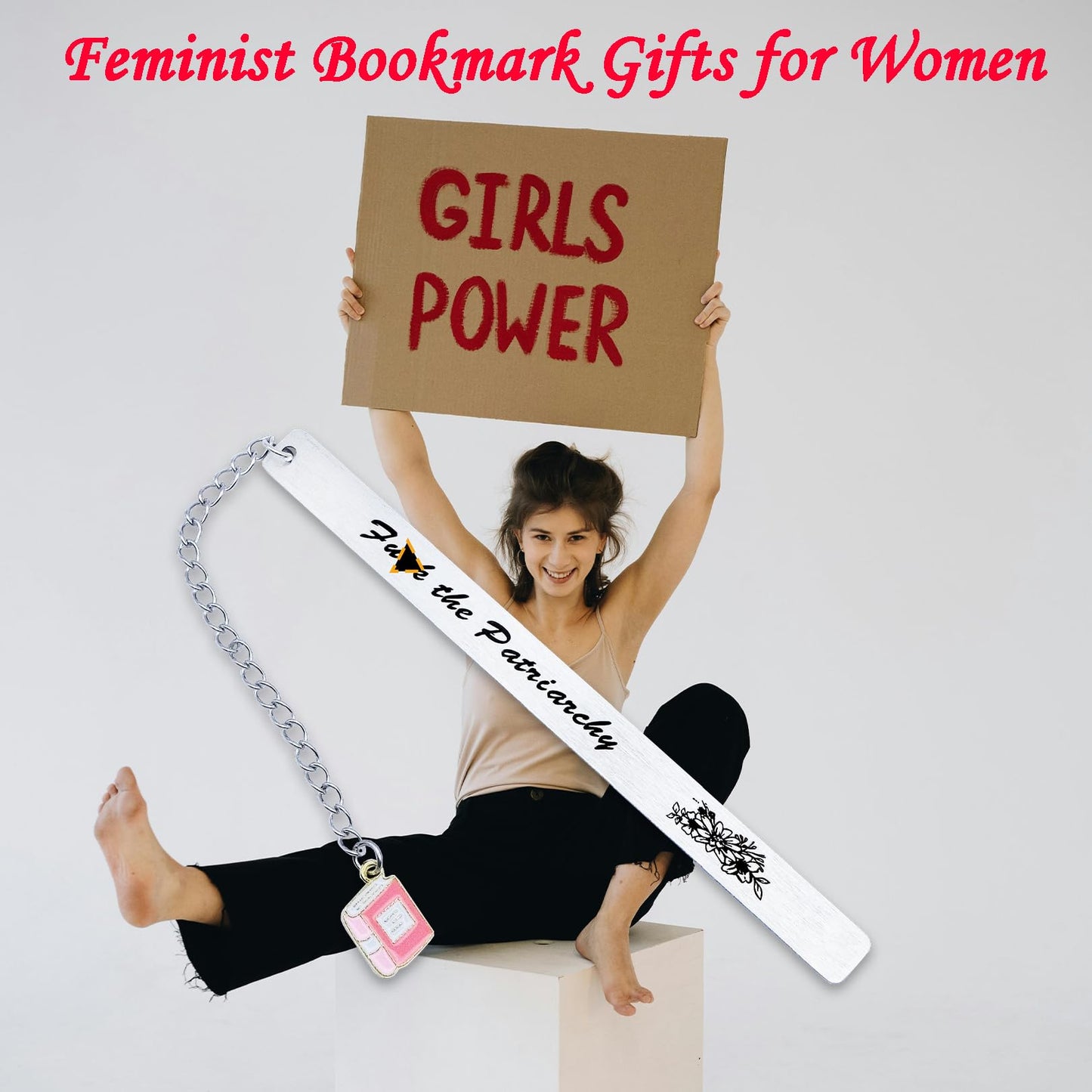 Feminist Gifts Bookmark for Women Girl Women's Rights Activist Inspirational Girls Power F the Patriarchy Gift for Sisters Female Friends Bookish Birthday Christmas Stocking Stuffers Keepsake