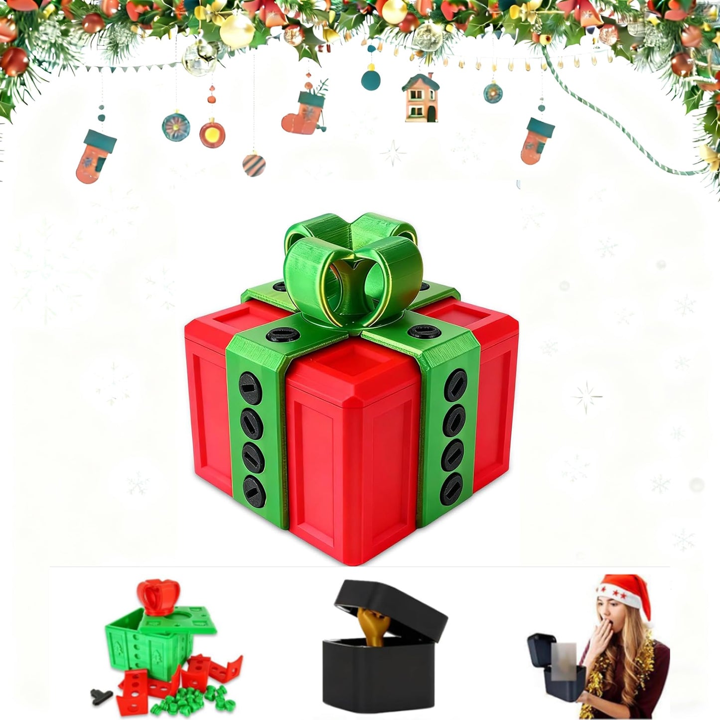 The Prank Box – Hilarious Screw Challenge with Finger Surprise,Annoying Gift Box with Screws, Festive Gag Gift for Christmas & Friends & Family(Red)