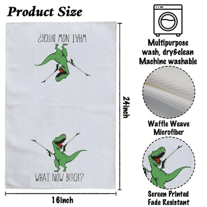 Funny Joked Themed Kitchen Dishcloth Gifts for Hostess Mom Women Housewarming, Funny Dinosaur Hand Towels for Best Friend Bestie, Sarcastic Adult Kitchen Towels Dish Towel Dishcloth 16x24