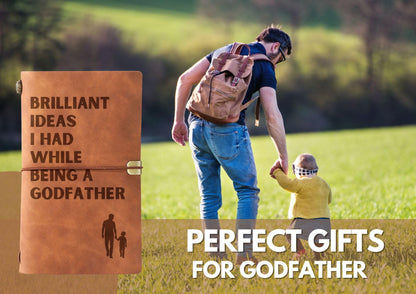 InnoBeta Godfather Gifts from Godchild - Brilliant Ideas I Had Journal and Pen Set - Refillable Notebook 7x5 Inches