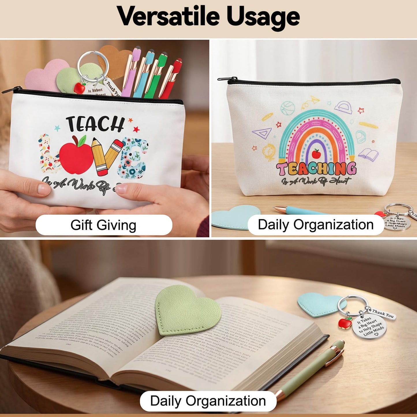 BESARME Teacher Appreciation Gifts Bulk, 16 Pcs Multi Color Large Bags, Pens, Keychains and Bookmarks for Teachers - for Teacher Appreciation Week Christmas Back to School and Retirement