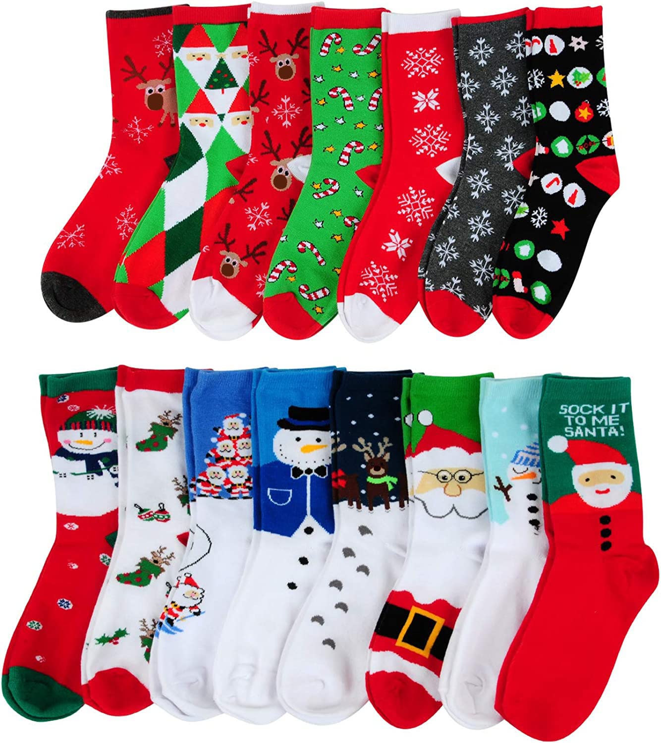 MarJunSep 15 Pairs Women's Christmas Socks Bulk Christmas Gifts Stocking Stuffers for Women Teens Adults Family Coworkers