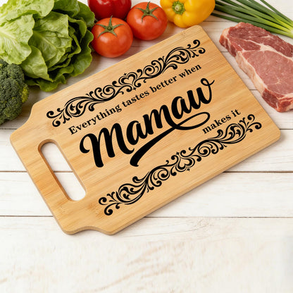 Mamaw Gifts - Mamaws Cutting Board, Christmas & Mother's Day Birthday Gifts