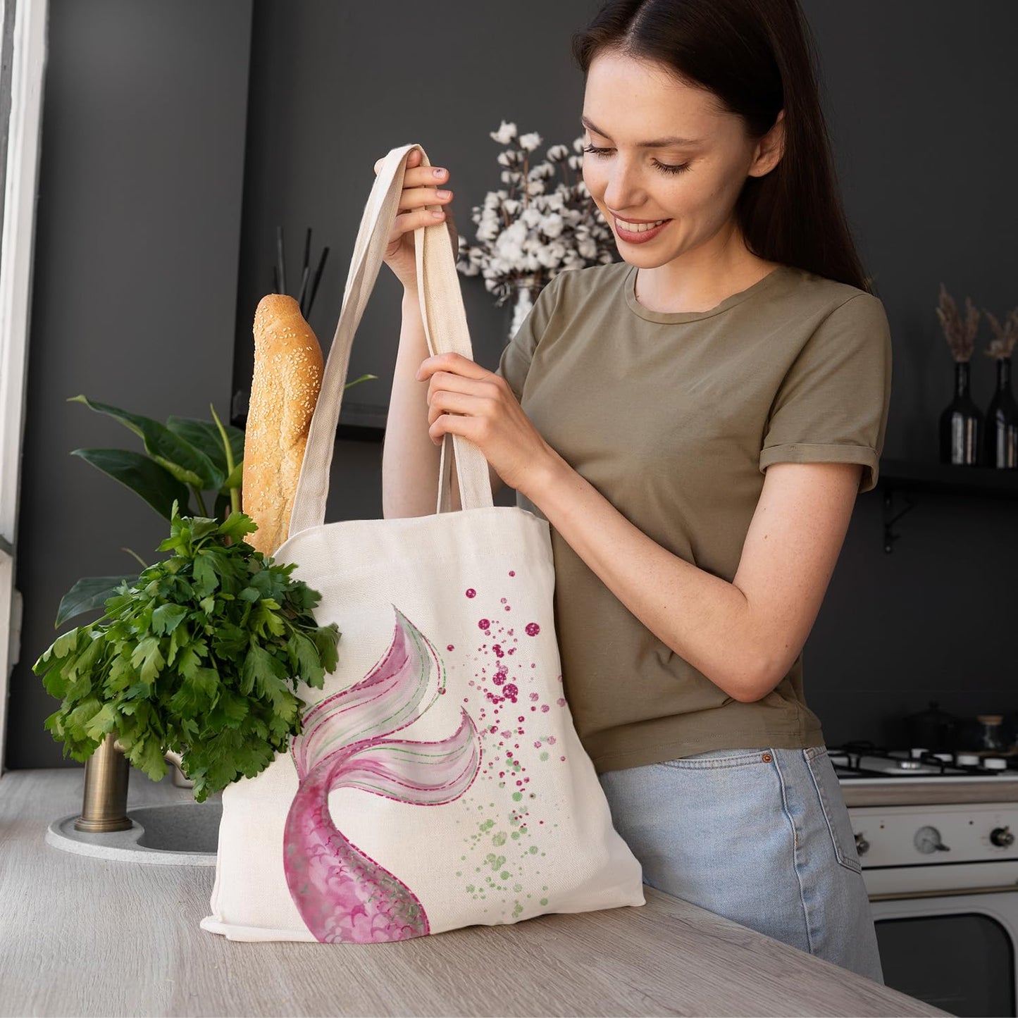 FBB Ocaen Beachy Ocean Sea Fish Reusable Grocery Shopping Bag