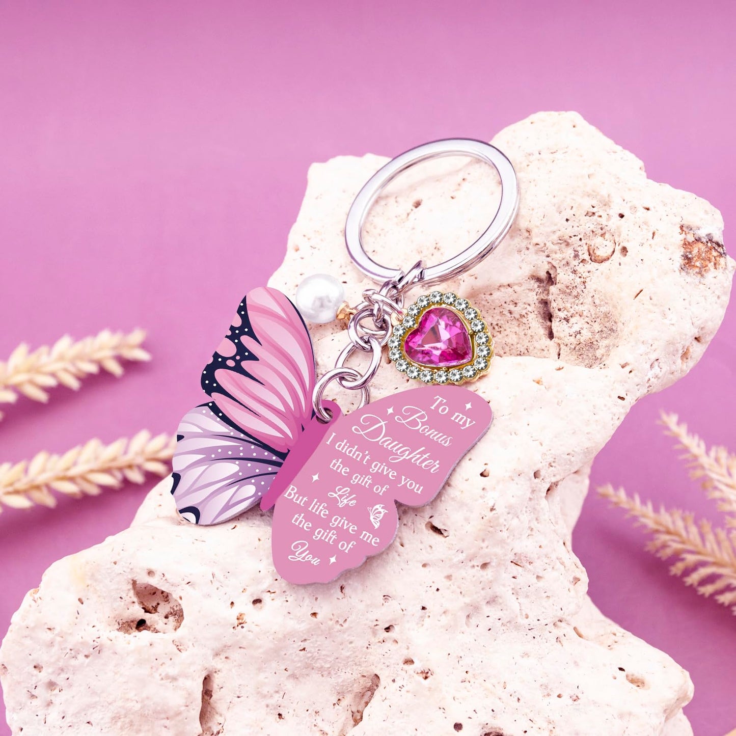 Bonus Daughter Gifts For Birthday Stepdaughter Keychain From Stepmom Stepdad Mothers Day Christmas Graduation Gifts