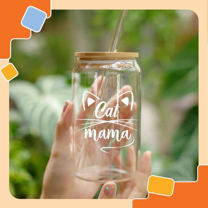 NewEleven Gifts For Cat Mom, Cats Lover - Cat Gifts For Women - Cute Kitten Stuff, Cats Themed Gift For Women - Cute Funny Gift For Her, Best Friend - 16 Oz Coffee Glass