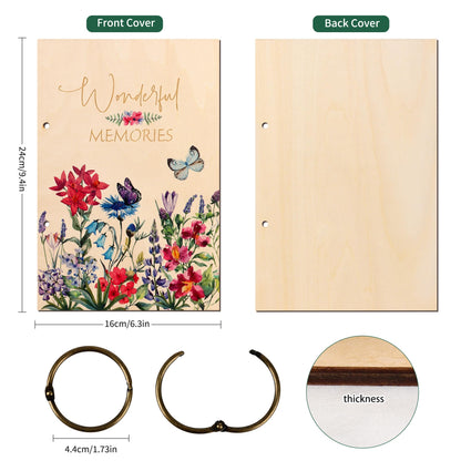Giiffu Greeting Card Organizer – Wonderful Memories Wooden Floral Card Keeper & Album, Wood Book or Binder for Cards Keepsakes, Personalized Gift for Wedding, Birthday, Anniversaries, Holiday