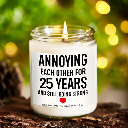 Younift Funny Scented Candle, 25th Anniversary, Gifts for Couple, 25th Wedding Anniversary Decorations, 25 Year Silver Anniv. Gifts for Husband, Wife, Him, Her, Women, Men, Friends, Parents