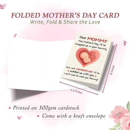 HUNIGIFT First Mothers Day Card for New Mom, Mom to be - Happy Mother to be Mothers Day Card for Expecting Moms, Pregnant Moms, Pregnant Daughter Wife from The Bump - 5.3''x 8.0'' Card & Envelope