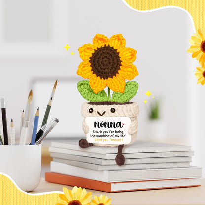 AceThrills Nonna Gifts, Nonna Birthday Gifts - Handmade Crochet Funny Cute Sunflower, Gifts for Nonna from Grandchildren, Present for Nonna on Birthday Christmas Mother's Day