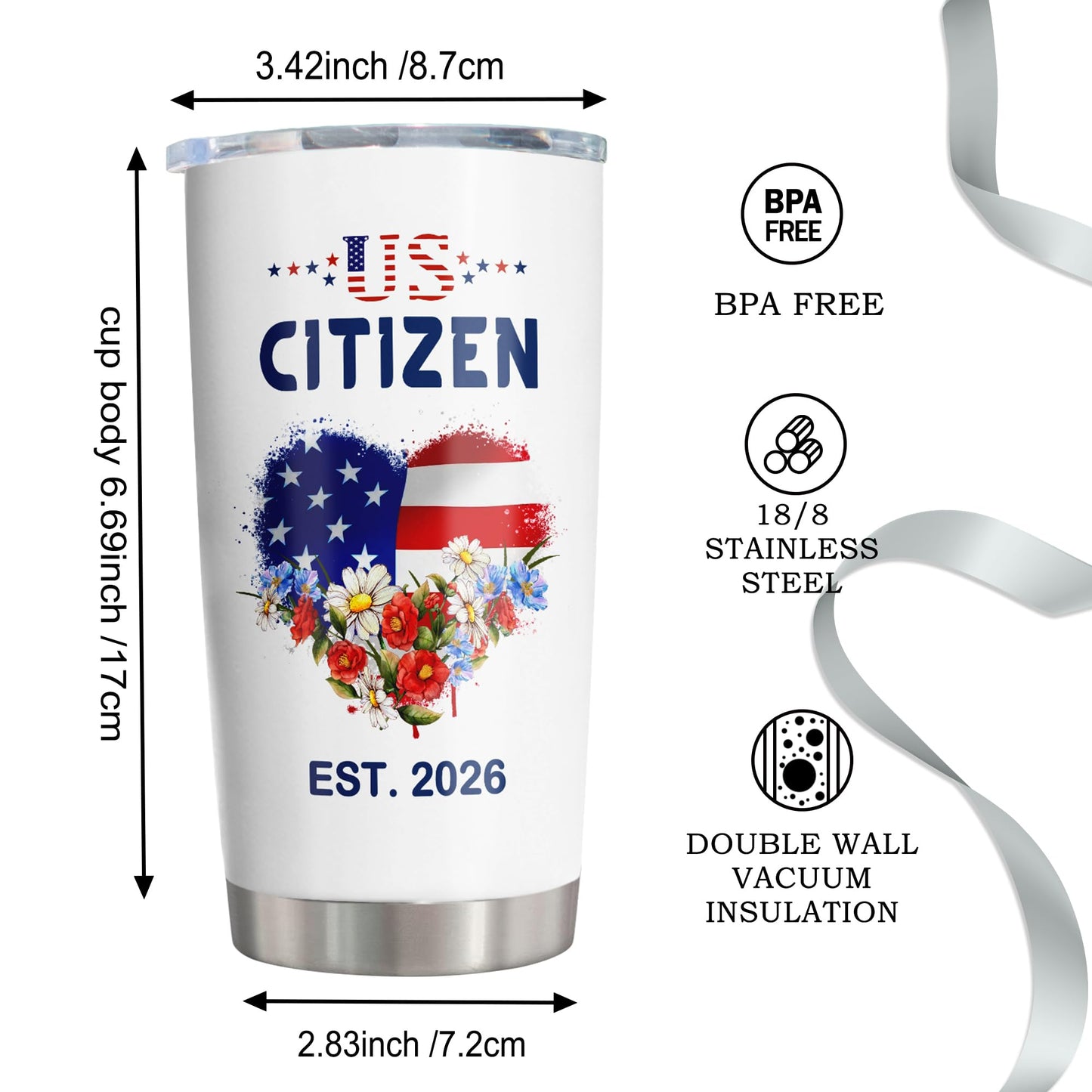 Citizenship Gifts, Patriots Gifts, New US Citizen Gift ideas 2026, Citizenship Party Decorations, American Flag Citizenship Tumbler 20oz