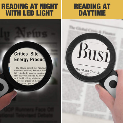 JMH Magnifying Glass with Light, Handheld Large Magnifying Glass 18LED Cold and Warm Light with 3 Modes, Illuminated Lighted Magnifier for Seniors Reading, Coins, Jewelry