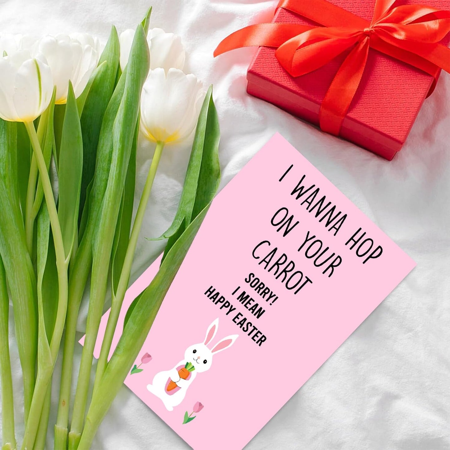 Ithmahco Humor Easter Card for Men, Easter Card Gift for Husband Boyfriend from Wife Girlfriend, I Wanna Hop on Your Carrot