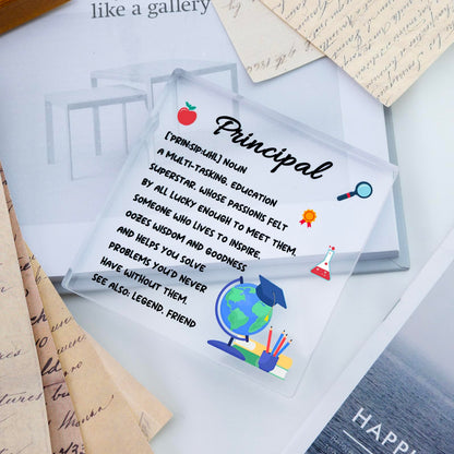 Principal Gifts For Women Men Principal Appreciation Gifts Administrative Professional Day Gift Acrylic Decorative Appreciation Birthday Retirement Graduation Gift For Principals Office Decor