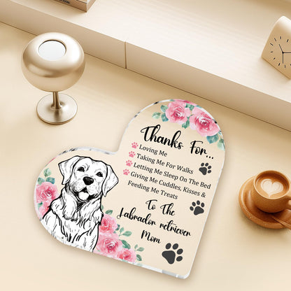 Tian Zhun Labrador Retriever Gifts for Women Thank You Labrador Retriever Mom Gifts for Women Dog Lover Rose Acrylic Heart Plaques Appreciation Gift for Mothers Day Christmas Birthday
