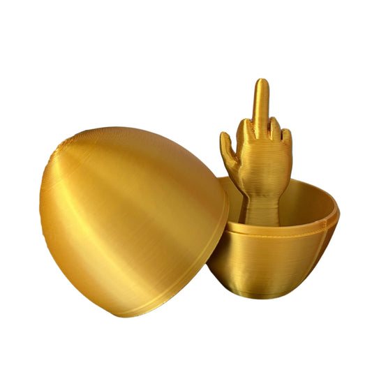 Middle Finger Easter Egg – Funny Adult Easter Gag Gift, Flip Off Prank Egg for Adults, Coworkers & Friends – Hilarious Easter Basket Stuffer & Novelty Easter Decor (Shiny Gold, 1 Pack)