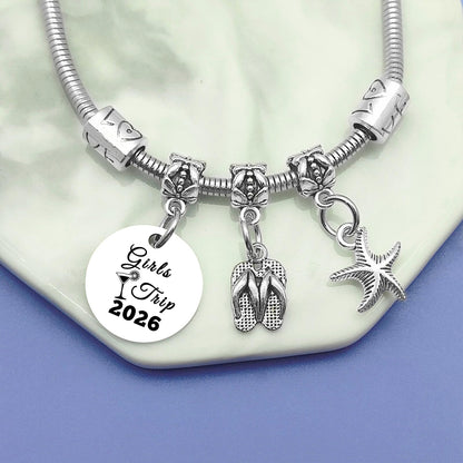 Girls Trip Gifts Girls Trip Weekend Gift Stainless Steel Bracelet Vacation Gifts for Women Beach Gift for Friend Bachelorette Party Presents Girl Weekend Getaway Presents Birthday Beach Present Women