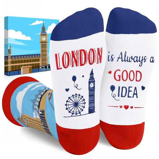 HAPPYPOP Travel Gifts for Women Men - Italy Paris London Socks Traveler Gifts
