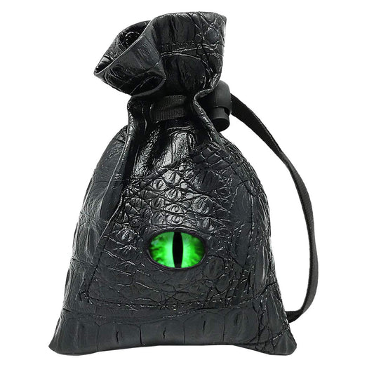 Haxtec Dragon Dice Bag PU Leather DND Dice Pouch with 3D Glass Dragon Eye, Small Drawstring Bag for Dungeons & Dragons, D&D Gamer Gifts for Dragon Lovers, Patent D893867