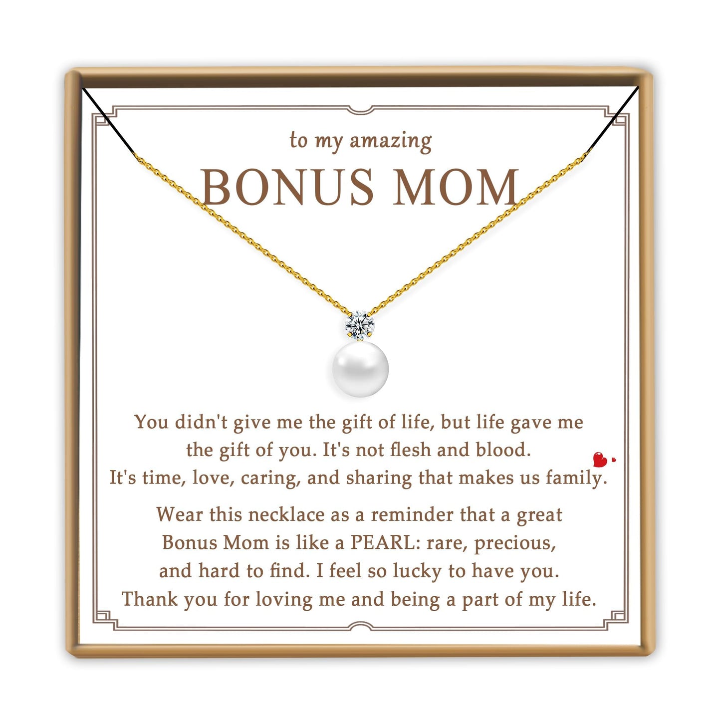 PEALICIOUS Single Pearl Necklace as Birthday Gifts for Mom, Bonus Mom Gifts for Step Mother from Daughter Son, Mother in Law Necklace with CZ from Bridal as Mother of the Groom Jewelry Gifts