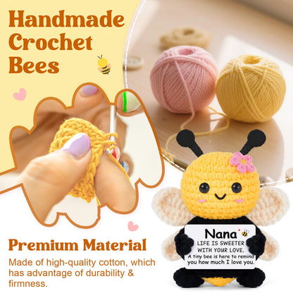 Nana Gifts from Granddaughter, Birthday Gifts for Nana - Cute Handmade Crochet Bee - Valentines Mothers Day for Grandma, Emotional Support Animal Gift