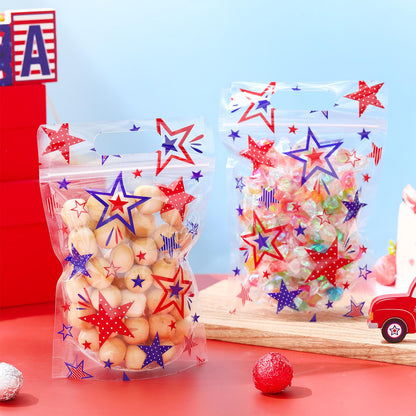 Frienda 60 Pcs 250th Anniversary American Bags Patriotic Star Theme Gift Bags Bulk 4th of July Candy Treat Goodie Handbags for USA Birthday Party Favors Independence Day Labor Day Party Supplies