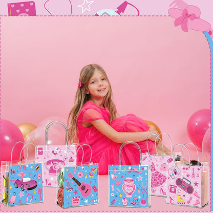 Aliceset 24 Pcs Gift Bags with Handle Clear PVC Candy Treat Goodies Tote Bags for Summer Birthday Party Favor Supplies