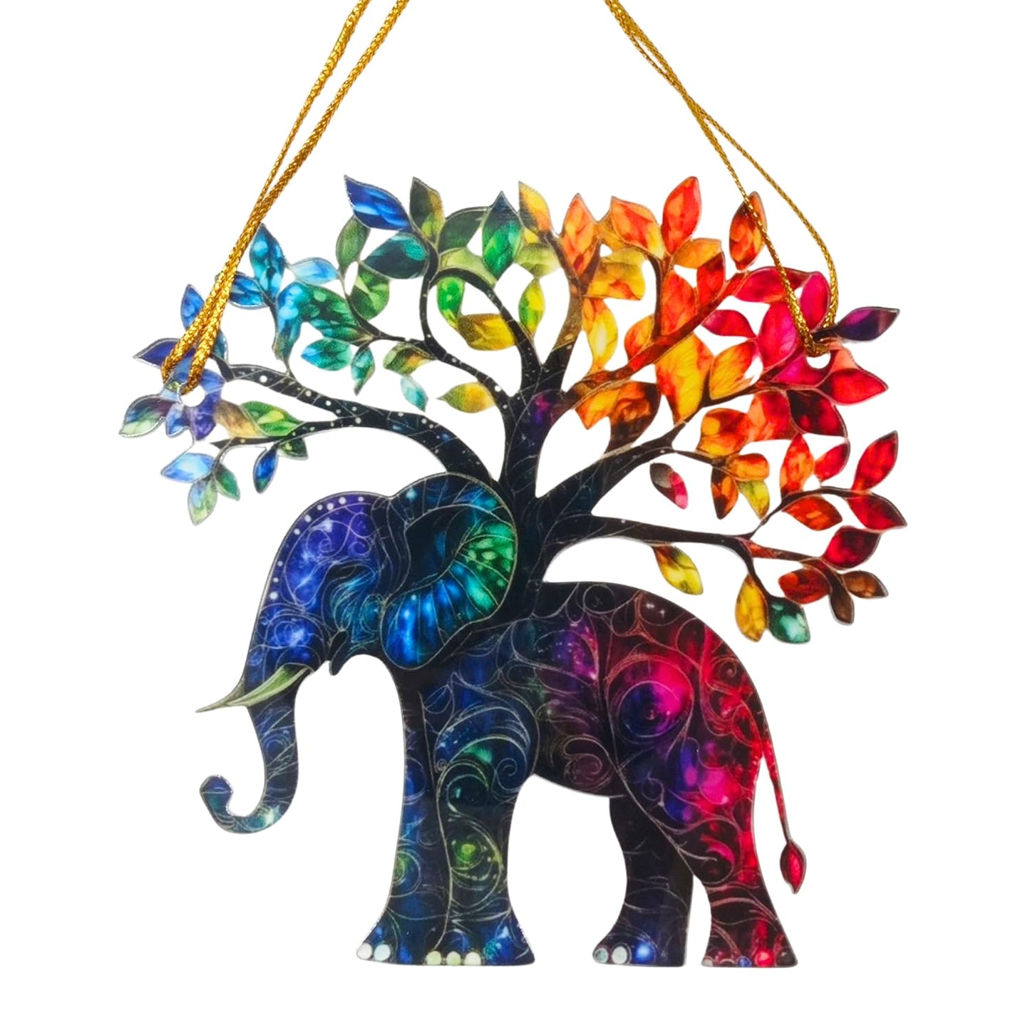 Elephant Gifts for Women Acrylic Tree Ornament - Faux Stained Glass Window Suncatcher - Best Friend Birthday Friendship Gifts for Friends Girls Bestie