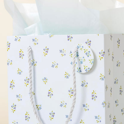 Crisky Bags for Small Business, 4 Pack Medium Gift Bags with Handles, Wildflower Floral Wedding Gift Bag Medium Size Goodie Bags with Tissue Paper for Bridal Shower, Engagement, Birthday, Graduation