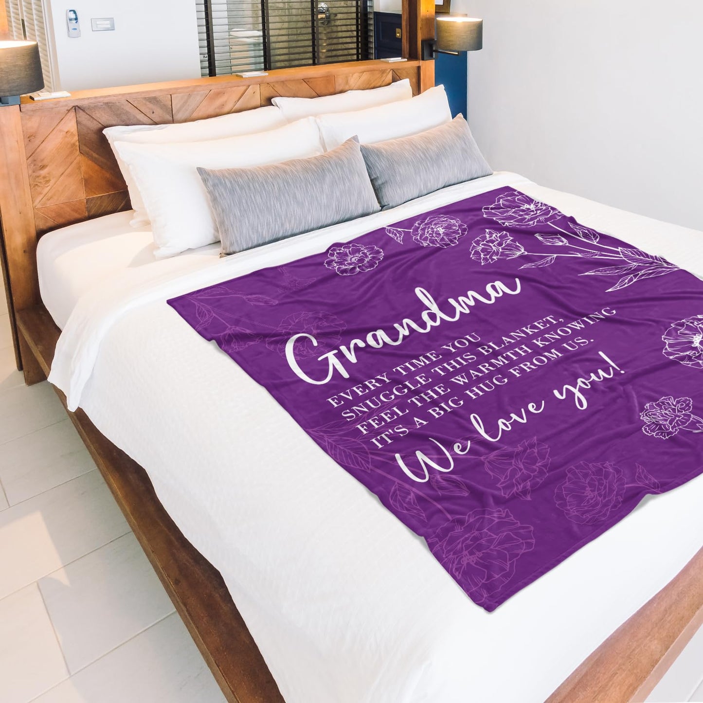Grandma Gifts, Birthday Gifts for Grandma from Grandkids, to My Grandmother Soft Throw Blanket for Christmas Mothers Day 50" x 60", Purple