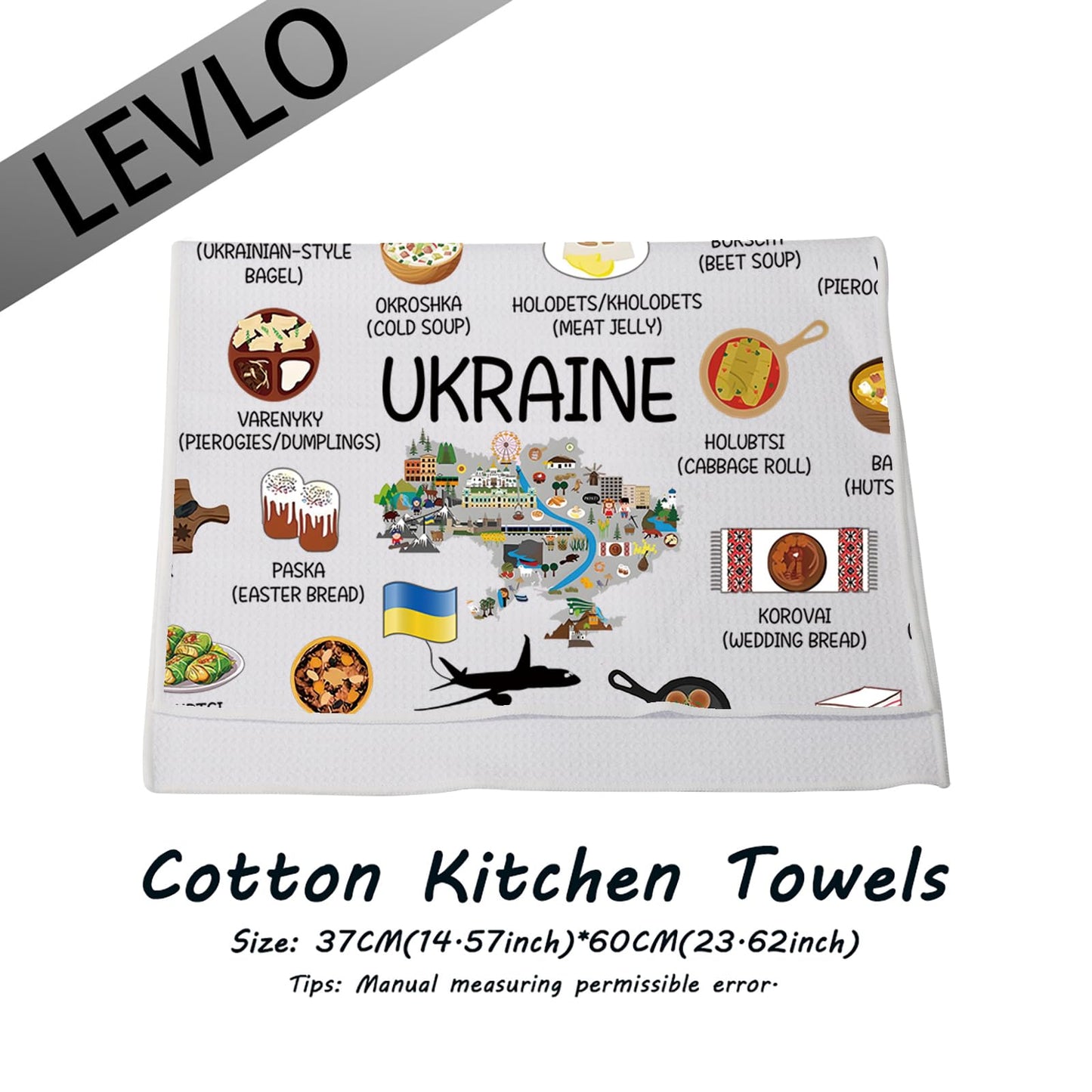 Ukraine Country Map Europe Cuisine Lover Kitchen Towel Mom Dad BFF Ukrainian Food Cooking Travel Dish Towel Gift (Ukraine)