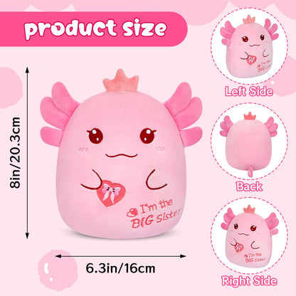 Big Sister Gift Axolotl Plush, 8 inch I’m The Big Sister Stuffed Animal for Girls, Kawaii Axolotl Soft Plushies Toy New Baby Announcement Sibling Gifts for Girls Sister