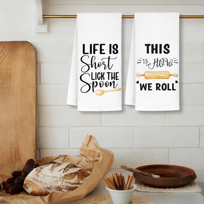 Baking Gifts Kitchen Towels,Gifts for Bakers Cookie Tea Towels,Baking Gift for Women Dish Tea Towels for Kitchen 16x24 Inch Set of 2