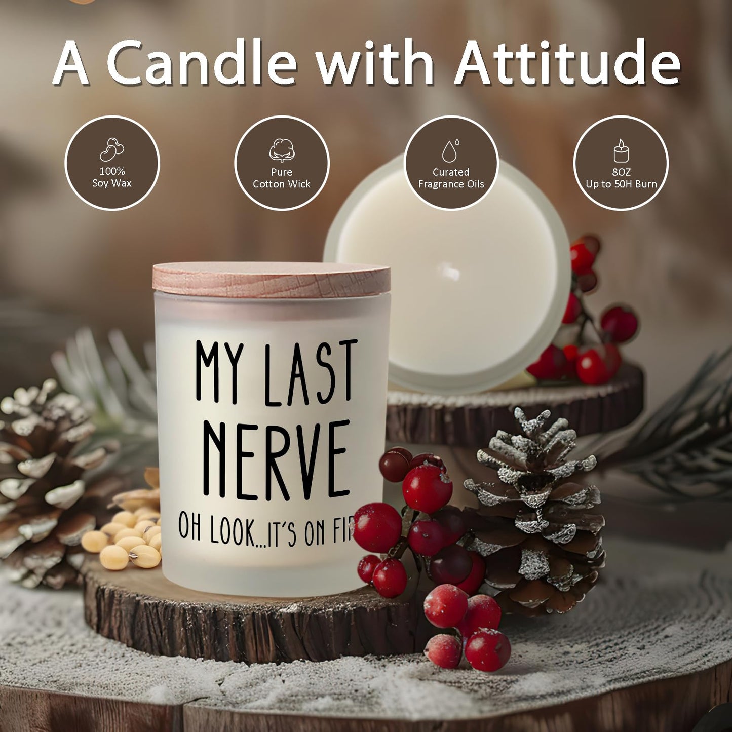 Mothers Day Gifts for Mom Wife Daughter Sister Grandma Funny Home Decor Mom Gift Spa Self Care Birthday Gifts for Women Her Coworkers Best Friend Mother's Day Unique Gift Ideas, My Last Nerve Candle