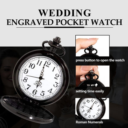 4 Pcs Groomsman Gifts for Wedding Groomsmen Engraved Pocket Watch Best Man Proposal Gifts Roman Numerals Quartz Pocket Watch Wedding Gifts with Chain for Groomsman Best Man