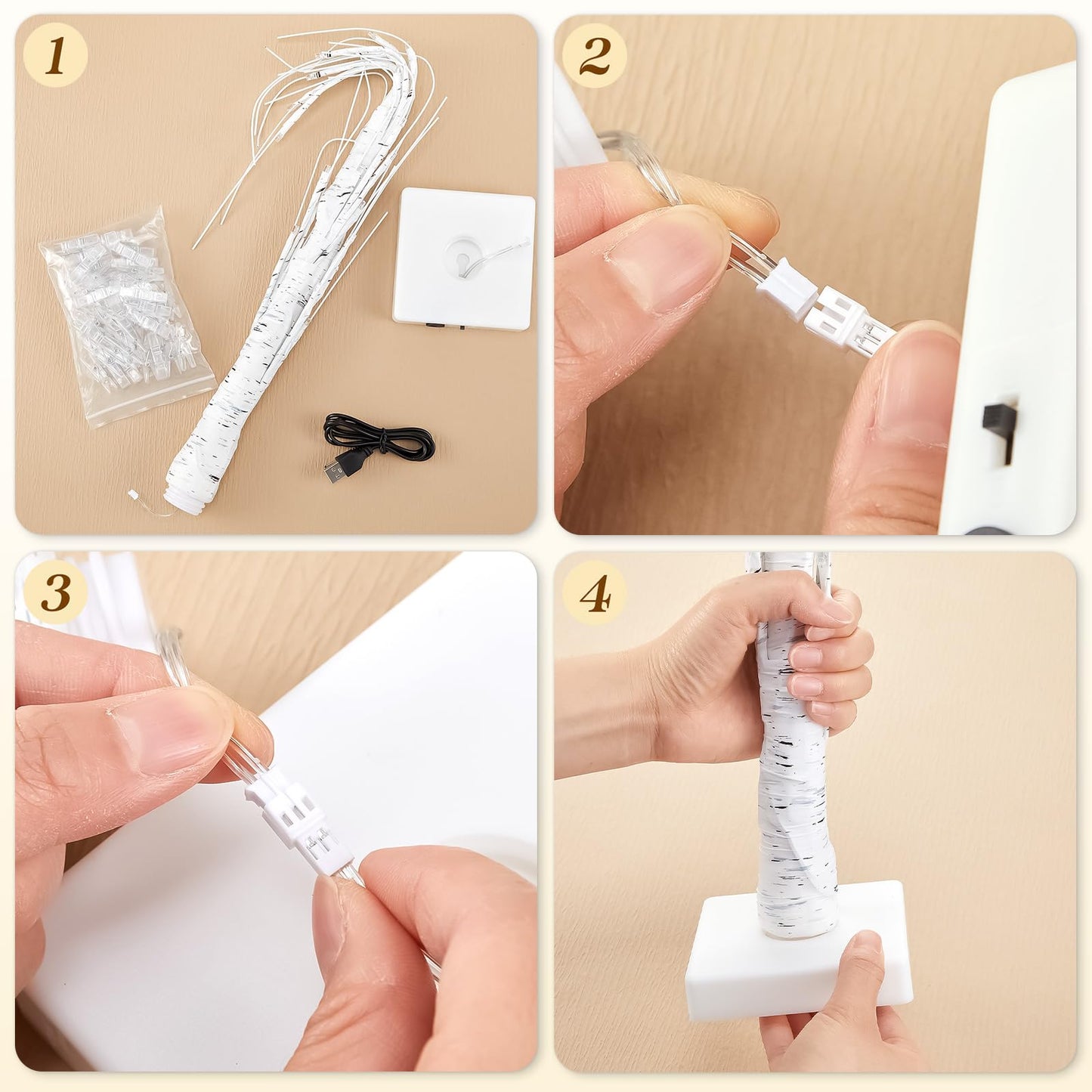 Retisee 2 Pieces Money Tree Gift Card Holder with 12 Clips & 24 LED Lighted Tips 2 FT White Birch Money Tree for Cash Memo Photo Picture Tabletop Display Christmas Birthday Party Wedding Gifts