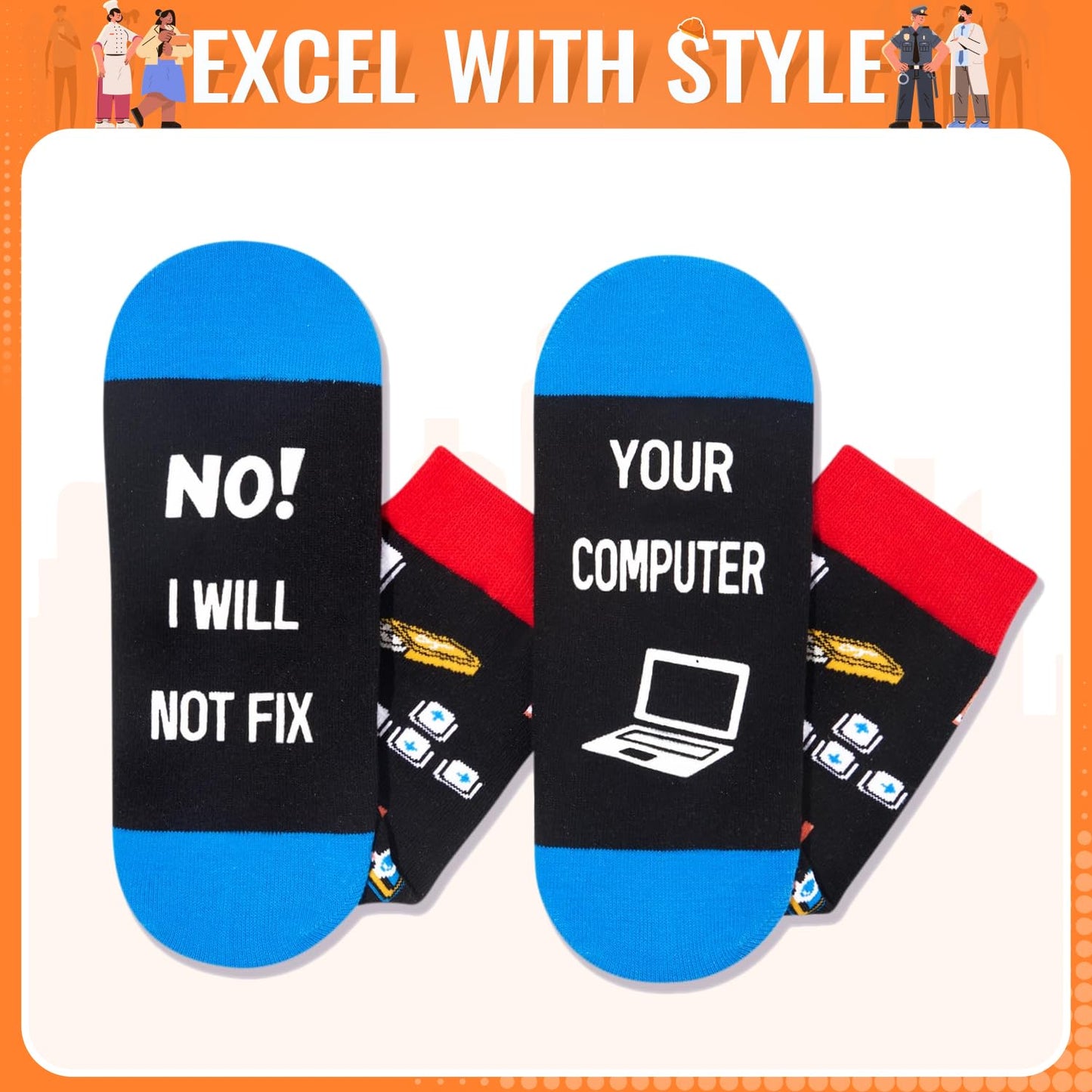 HAPPYPOP Gifts for Geek Chef - Funny Socks for Bus Driver Police Fireman Men Women