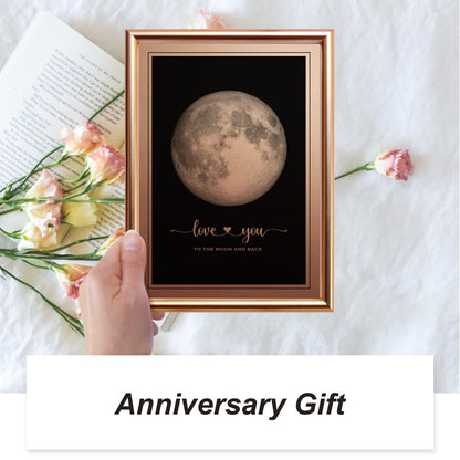 IGREAN I Love You to the Moon and Back - Bronze Moon Print in Frame, Great Gift for Special Occasion, Engagement, Wedding, Anniversary, Mother 's Day Gift