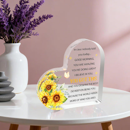Inspirational Gifts for Women Motivational Acrylic Block Friends Besties Daughter Sister Birthday Christmas Heart Office Desk Sign Accessories Tabletop Decorative Sign Stocking Stuffers