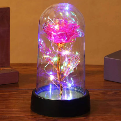 BAOXUE Rose Flower Gifts for Mother's Day Ideas, Mothers Day Flowers Gifts for Mom Wife from Daughter Son Husband,Light Up Rose in Glass Dome, Galaxy Forever Rose Eternas Birthday Gifts for Women