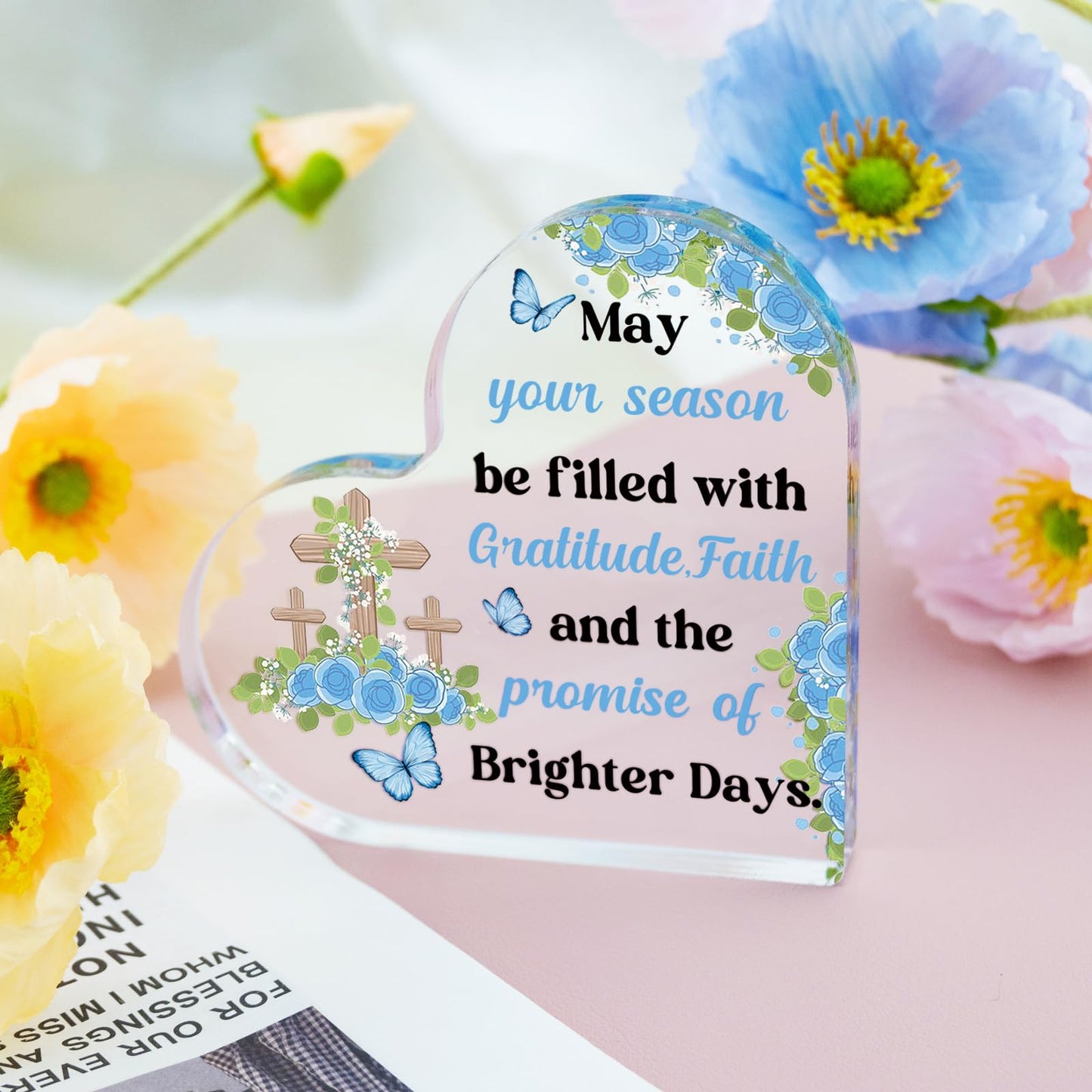 Christian Gifts for Women Acrylic Heart Keepsake with Uplifting Message Easter or Baptism Gift for Christian Women, Religious Gift for Faith and Hope Unique Keepsake for Friends or Family